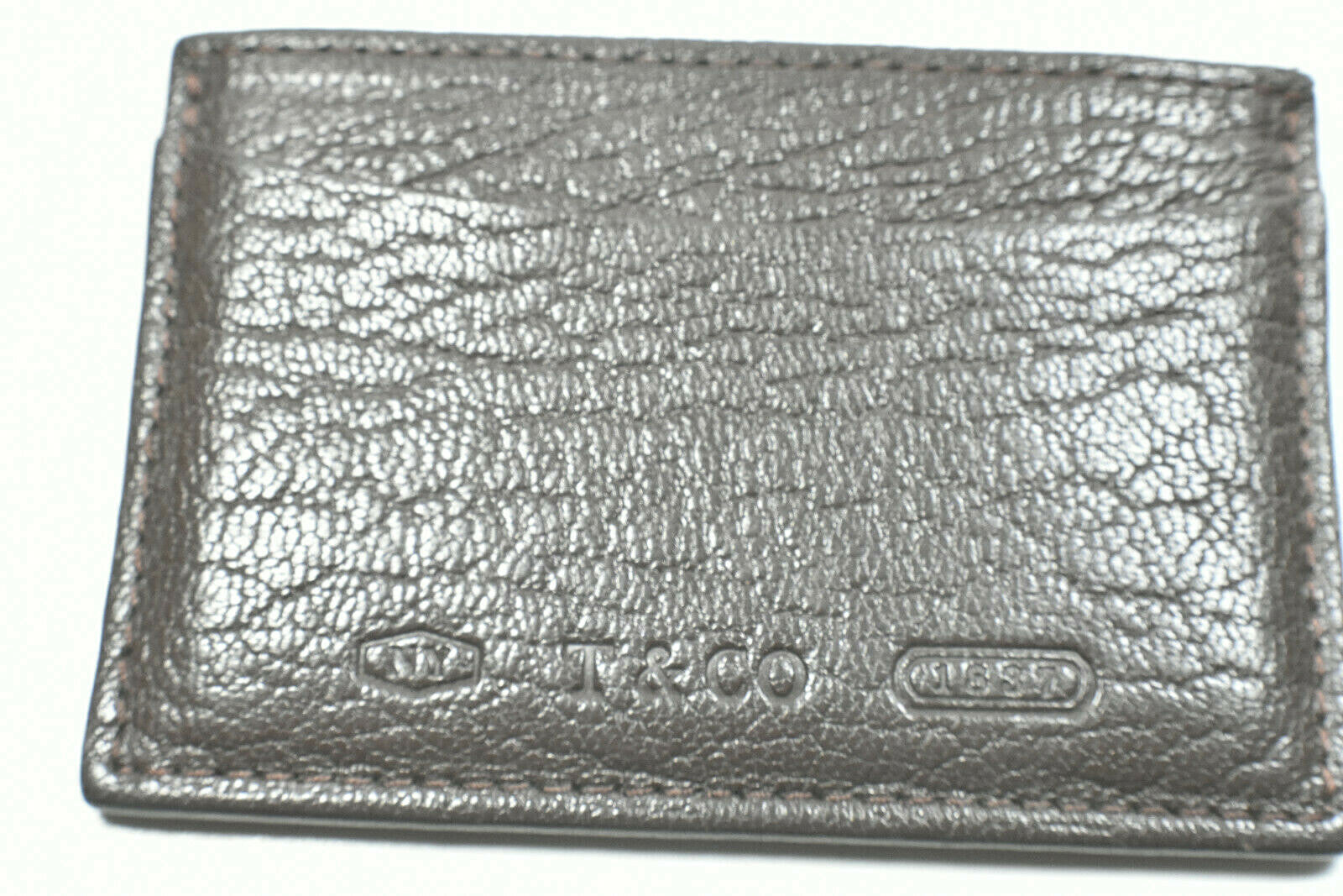Tiffany & Co '1837' Brown Grain Leather Card Case Wallet w Orig Box