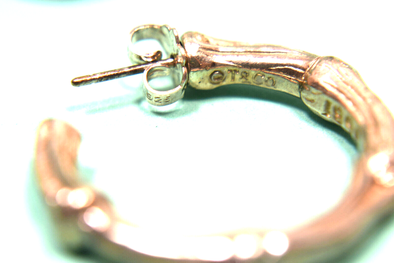 Tiffany & Co Vintage Bamboo 1" Hoop Earrings Sterling Silver 1996