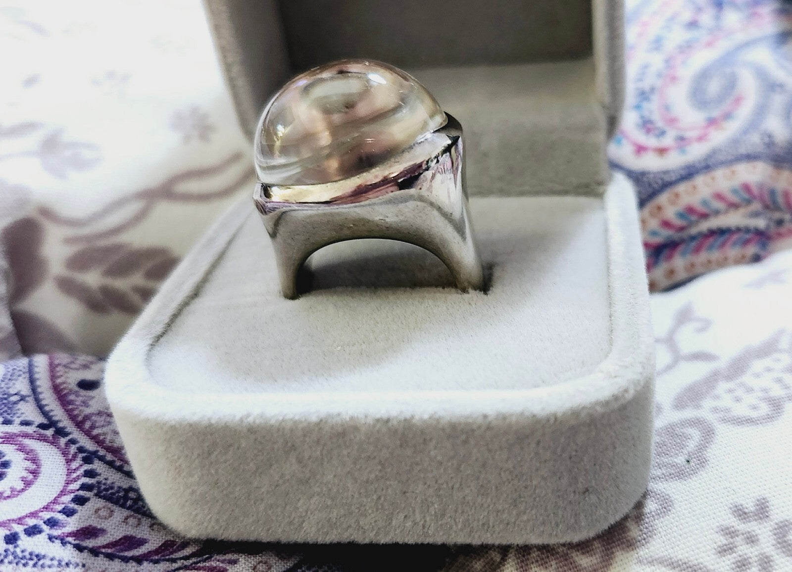 Tiffany & Co Elsa Peretti Large Domed Rock Crystal Ring Sz 6 , Very Rare!