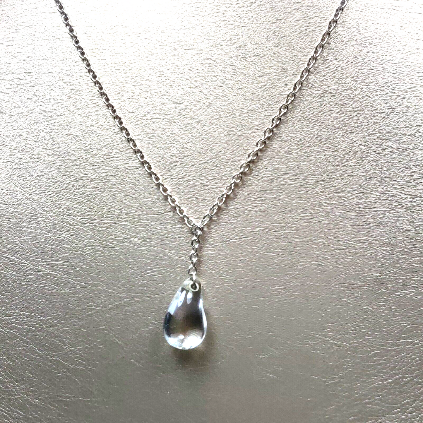 Tiffany & Co Peretti Lariat Large Rock Crystal Teardrop Necklace 22" Silver Rare
