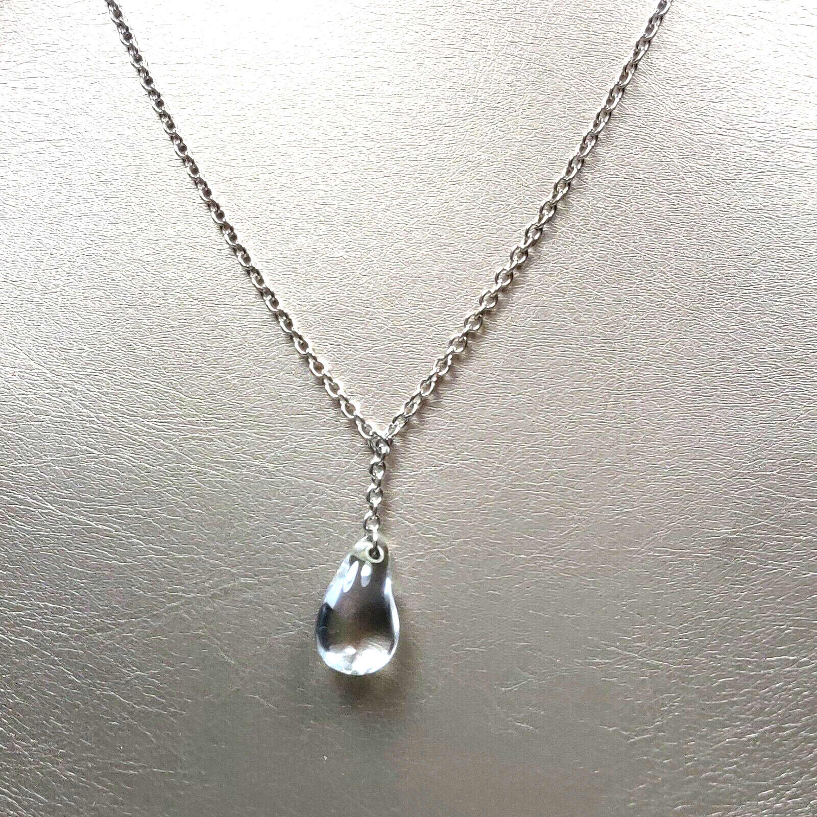 Tiffany & Co Peretti Lariat Large Rock Crystal Teardrop Necklace 22" Silver Rare