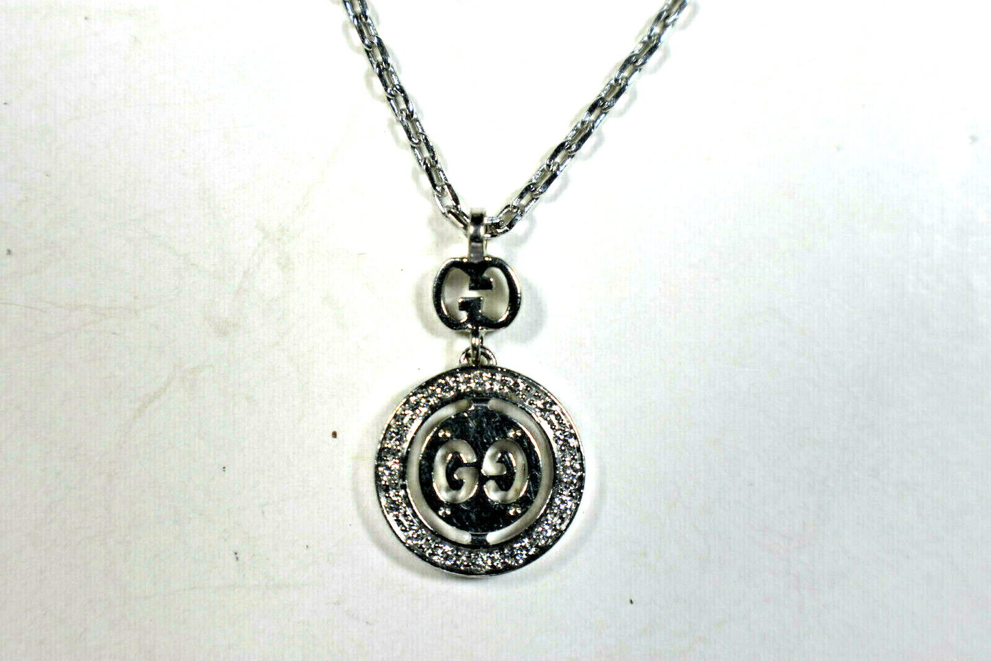 Gucci Gold Diamond Double G Necklace Twirl Icon Logo Pendant Necklace