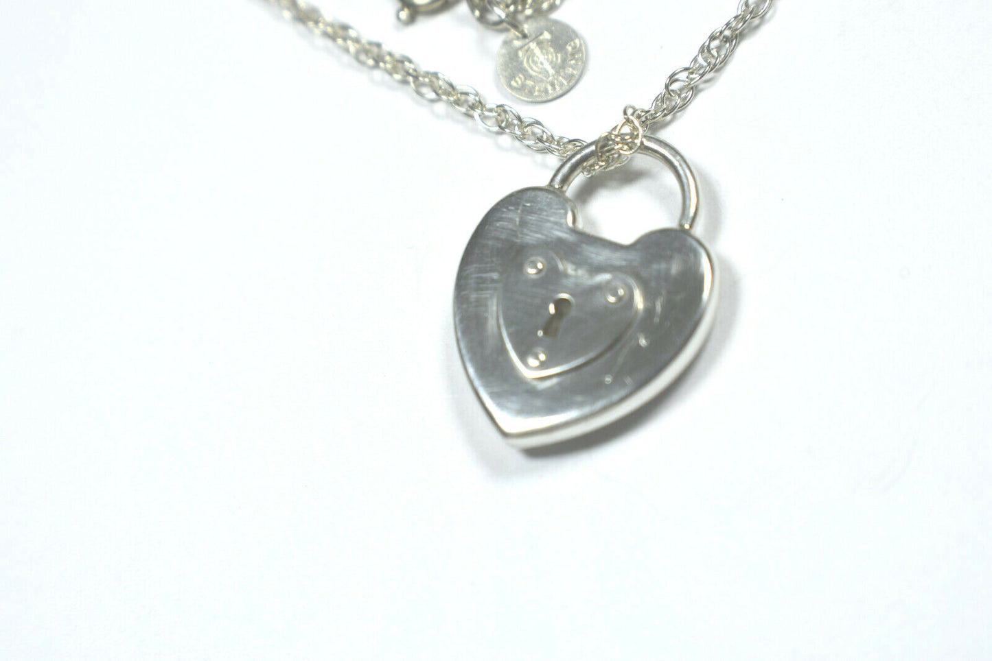Vintage Tiffany &Co 1" Silver Padlock Heart Emblem Lock Heavy Chain Necklace 18"
