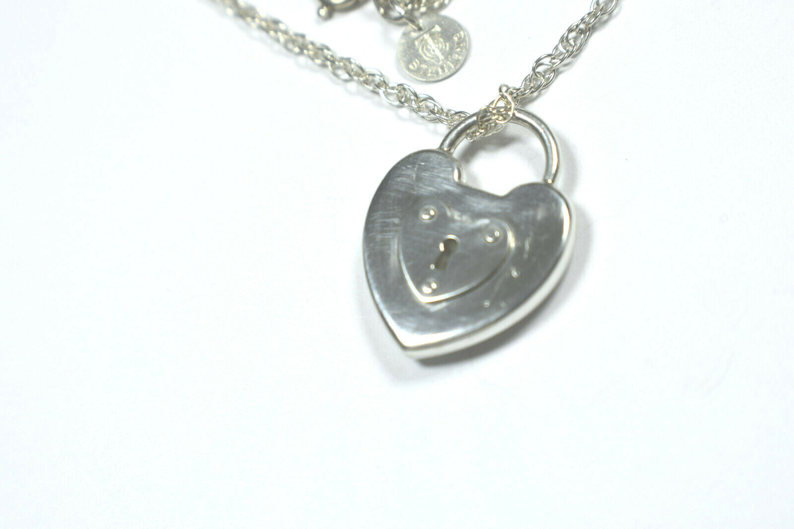 Vintage Tiffany &Co 1" Silver Padlock Heart Emblem Lock Heavy Chain Necklace 18"
