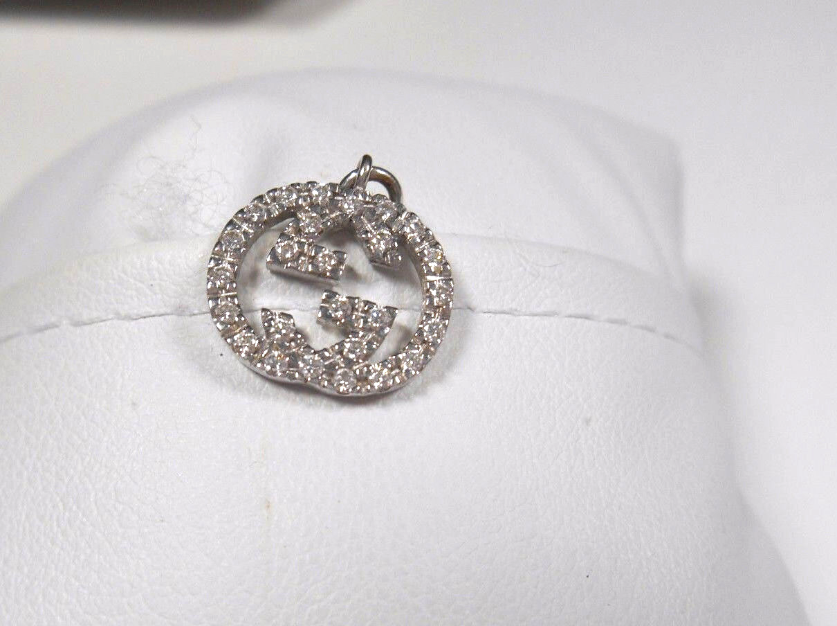 Gucci 18K White Gold Diamond Love Britt Double G Icon Pendant For Necklace