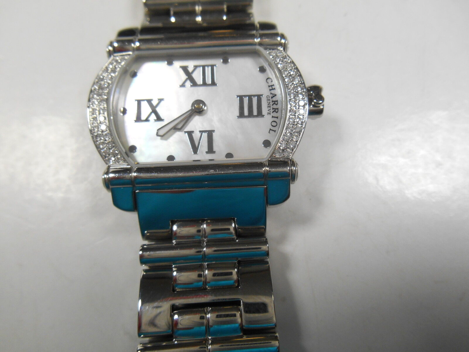 $7K Ladies Phillipe Charriol Diamond Actor Watch Mother of Pearl Stainless Steel