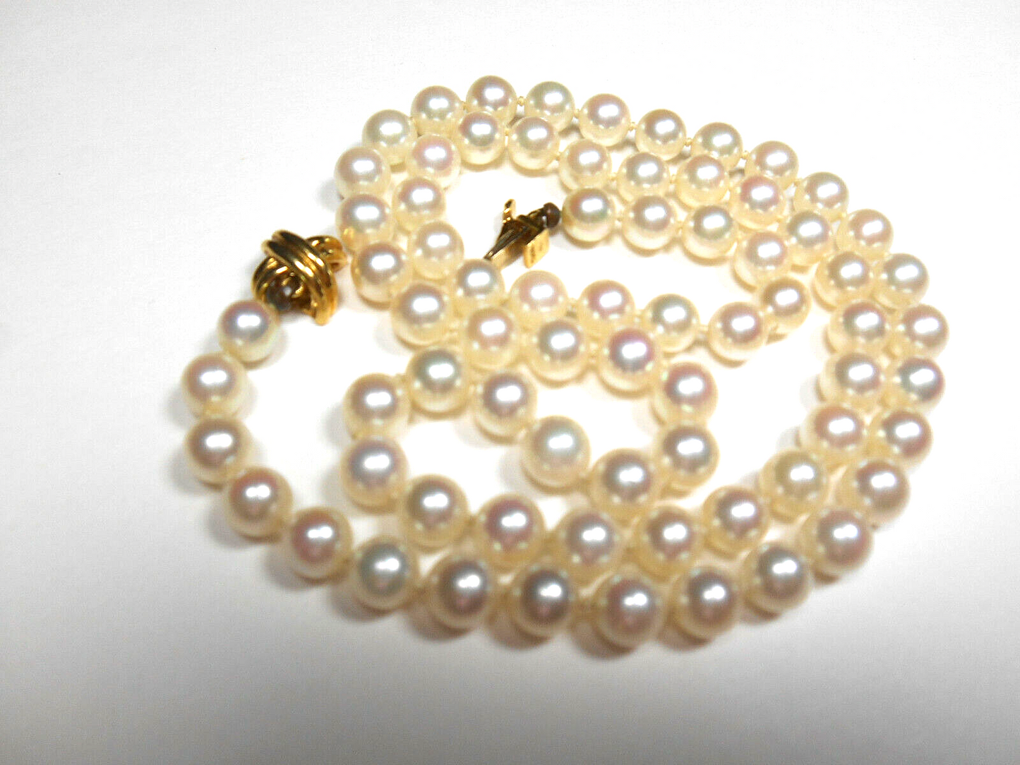 Tiffany & Co 18K Gold Akoya Pearl Signature X 18" Strand Necklace w/ Suede Case