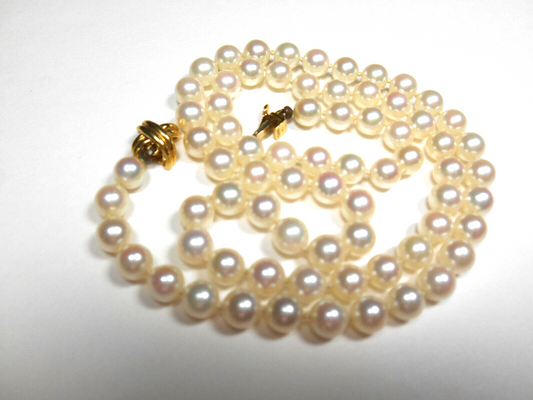 Tiffany & Co 18K Gold Akoya Pearl Signature X 18" Strand Necklace w/ Suede Case