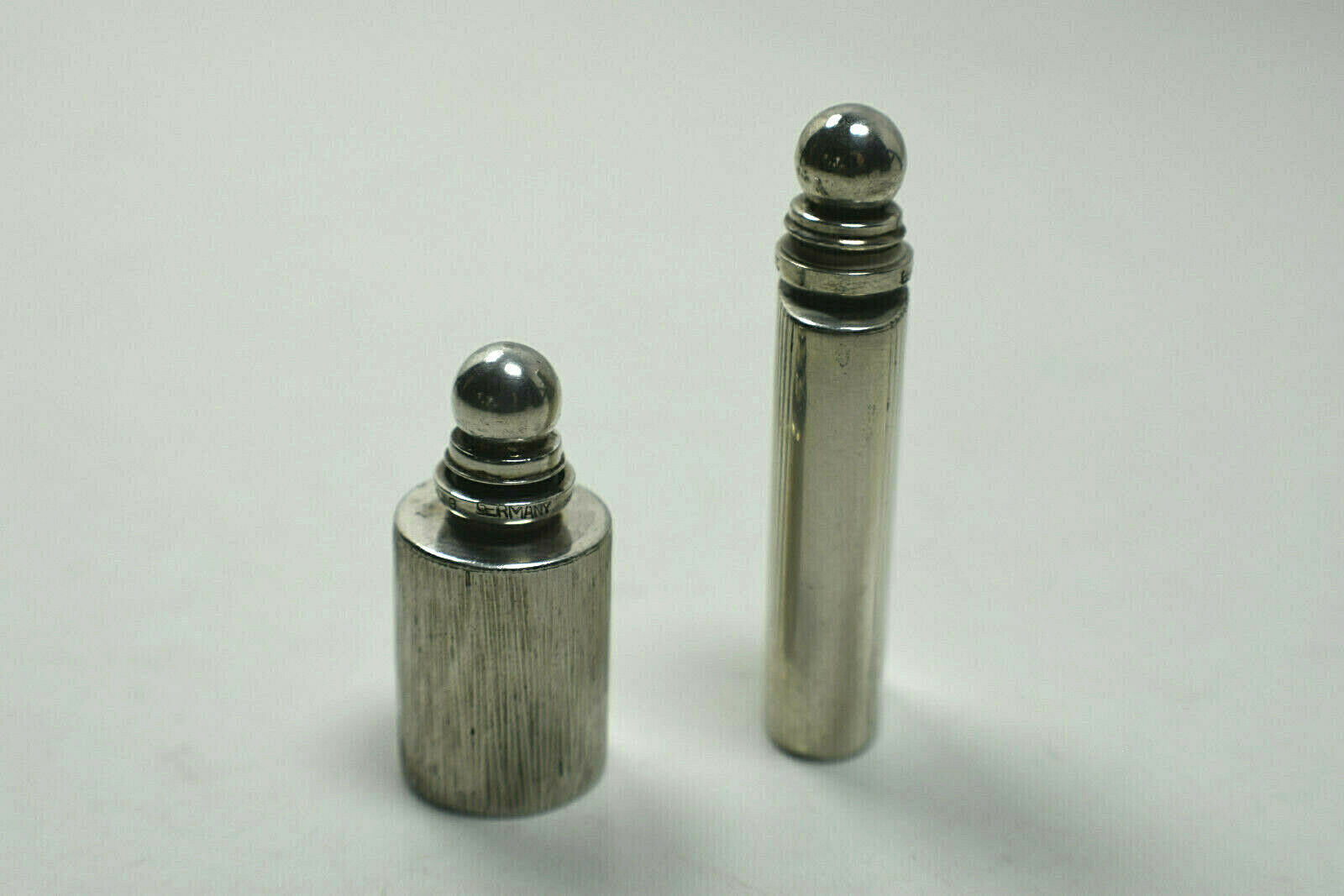 Tiffany & Co. 2 Grooved Mini Perfume Bottles Handbag Size Sterling Silver Rare