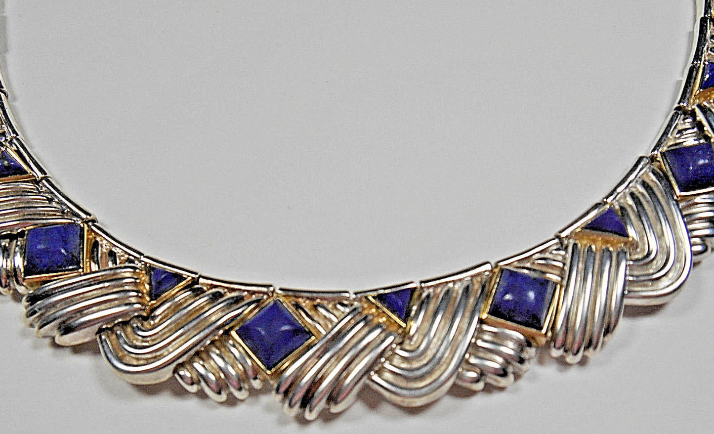 Tiffany &Co Lapis Lazuli Rare Vintage Necklace Gold & Sterling Silver 18"