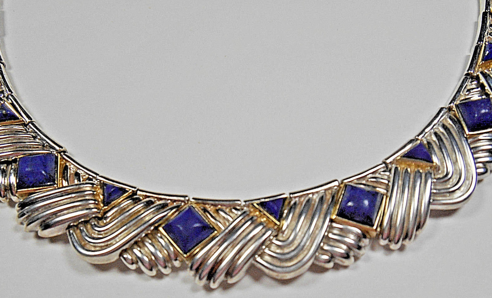 Tiffany &Co Lapis Lazuli Rare Vintage Necklace Gold & Sterling Silver 18"