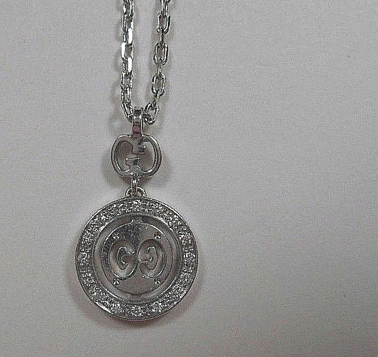 Gucci Double GG Love Britt 18K Gold Diamond Icon Logo Pendant Necklace Pouch Box