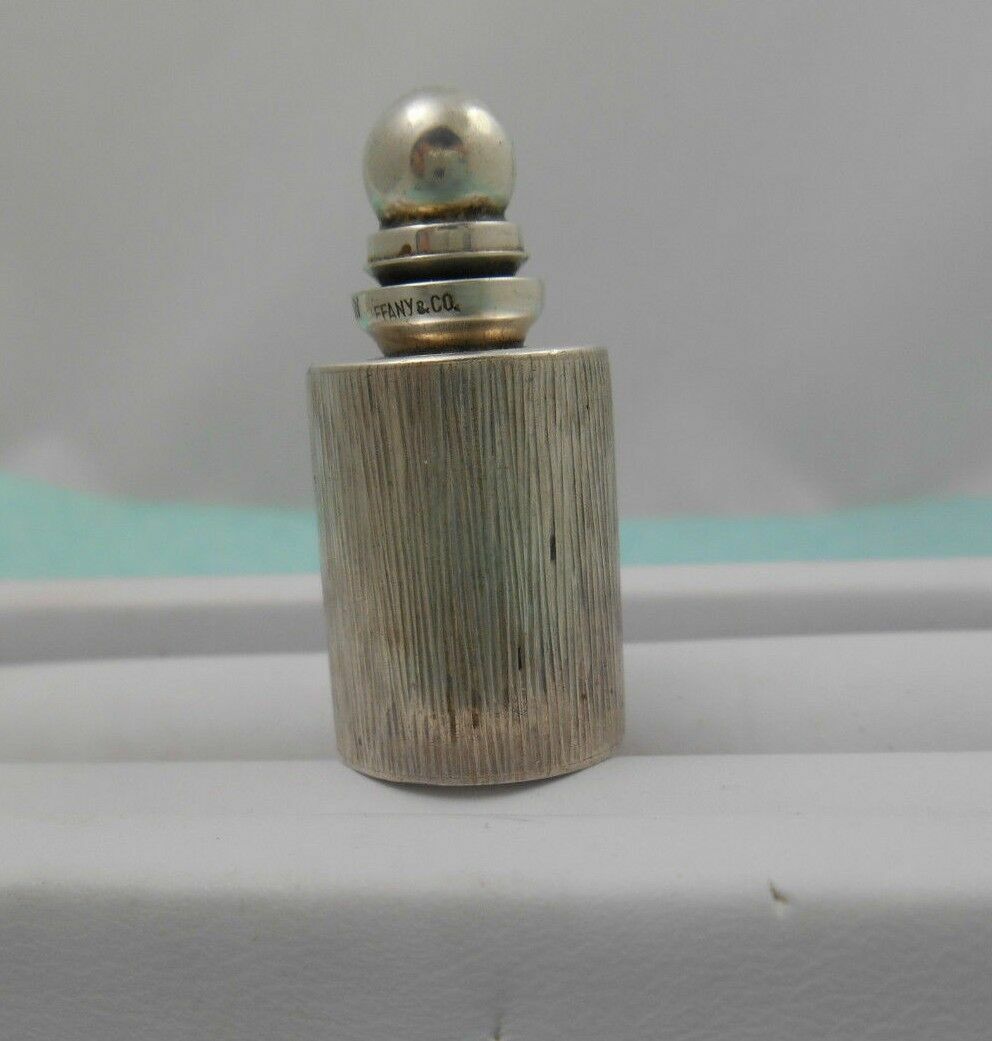 Tiffany & Co Round Grooved Mini Perfume Bottle Handbag Size Sterling Silver Rare