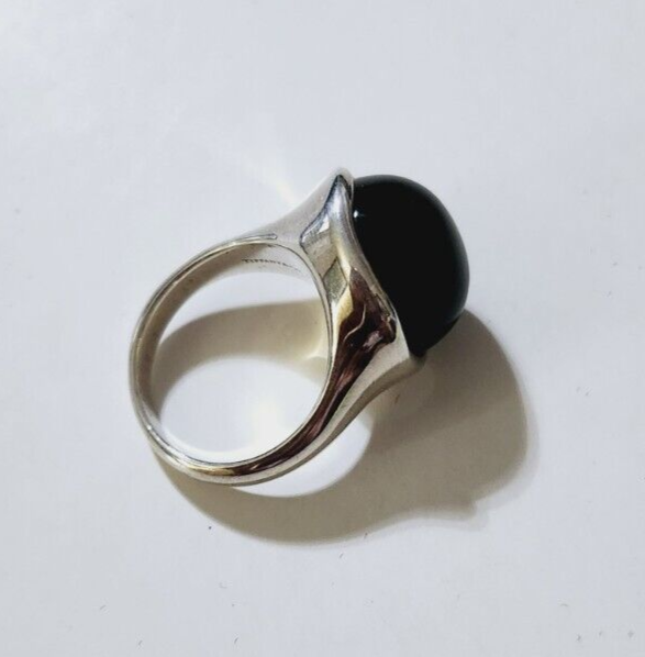 Tiffany & Co Elsa Peretti Large Domed  Black Jade 19mm Ring Sz 8,  Vintage
