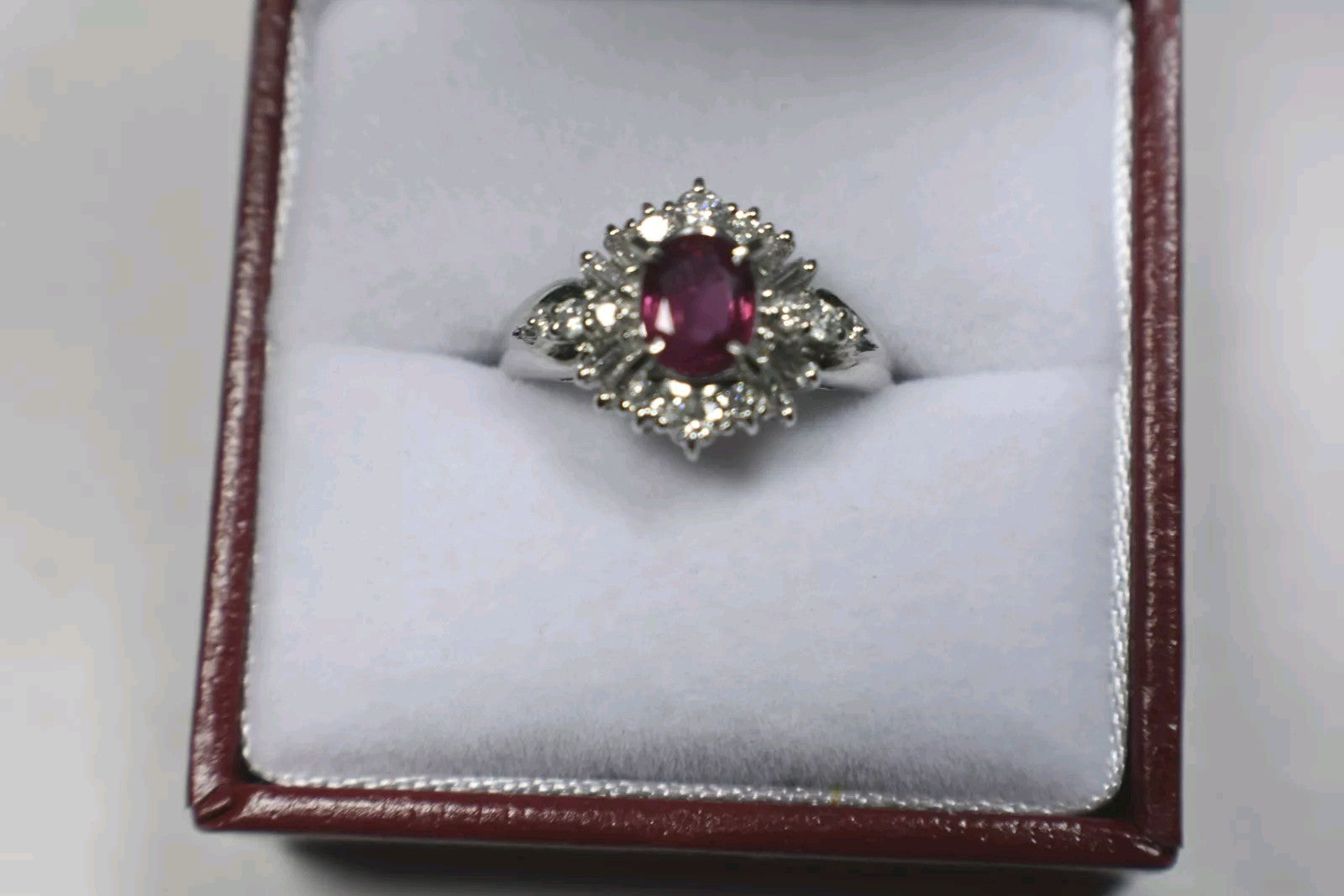 Stunning Ruby Ring 1.30ct G-H Diamond Engagement o Statement Ring 5.5 Size
