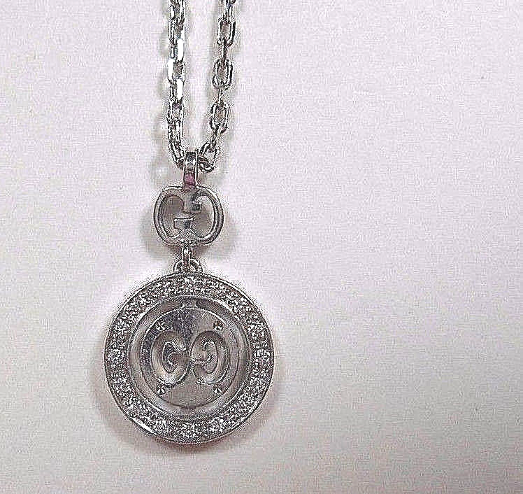 Gucci Gold Diamond Double G Necklace Twirl Icon Logo Pendant Necklace