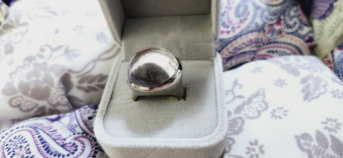Tiffany & Co Elsa Peretti Large Domed Rock Crystal Ring Sz 6 , Very Rare!