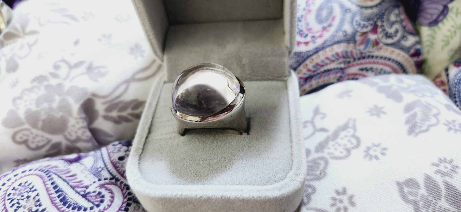 Tiffany & Co Elsa Peretti Large Domed Rock Crystal Ring Sz 6 , Very Rare!