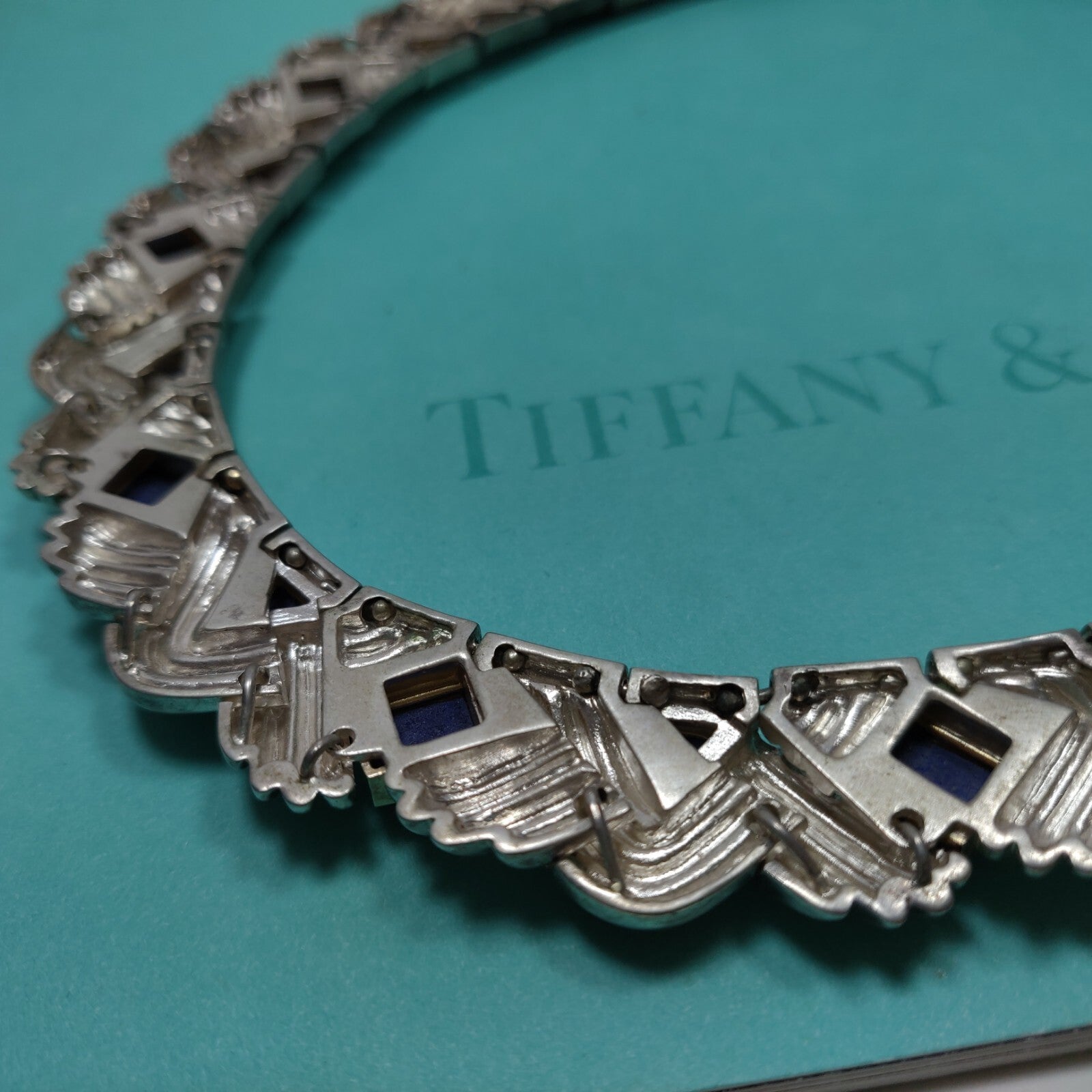 Tiffany &Co Lapis Lazuli Rare Vintage Necklace Gold & Sterling Silver 18"