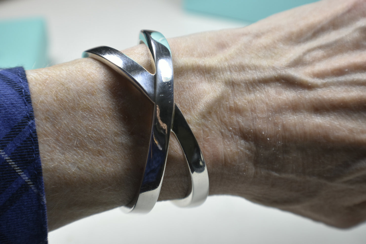 Tiffany & Co Picasso Grafitti X Cuff Bangle Bracelet Silver Pouch & Box