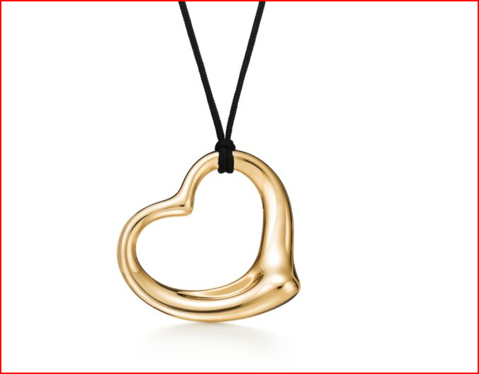 Tiffany & Co Elsa Peretti 18K Gold XL 36mm Open Heart Necklace Tiffany Box