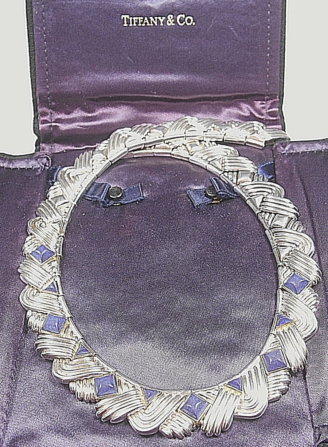 Tiffany &Co Lapis Lazuli Rare Vintage Necklace Gold & Sterling Silver 18"