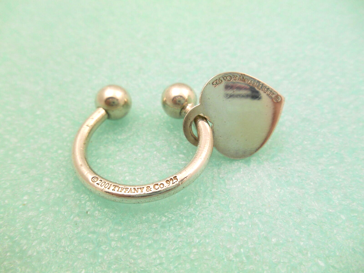 TIFFANY & Co. Heart Tag Charm Sterling Silver Key Chain Ring 