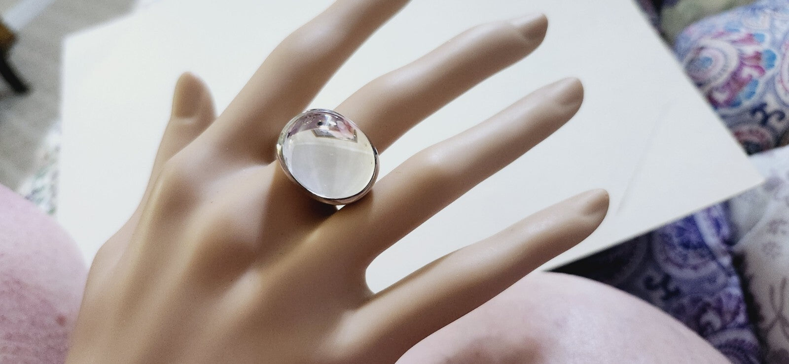 Tiffany & Co Elsa Peretti Large Domed Rock Crystal Ring Sz 6 , Very Rare!