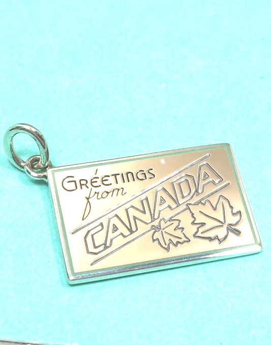 NEW Tiffany & Co. Postcard Charm Canada Blue Enamel Charm 4 Bracelet or Necklace