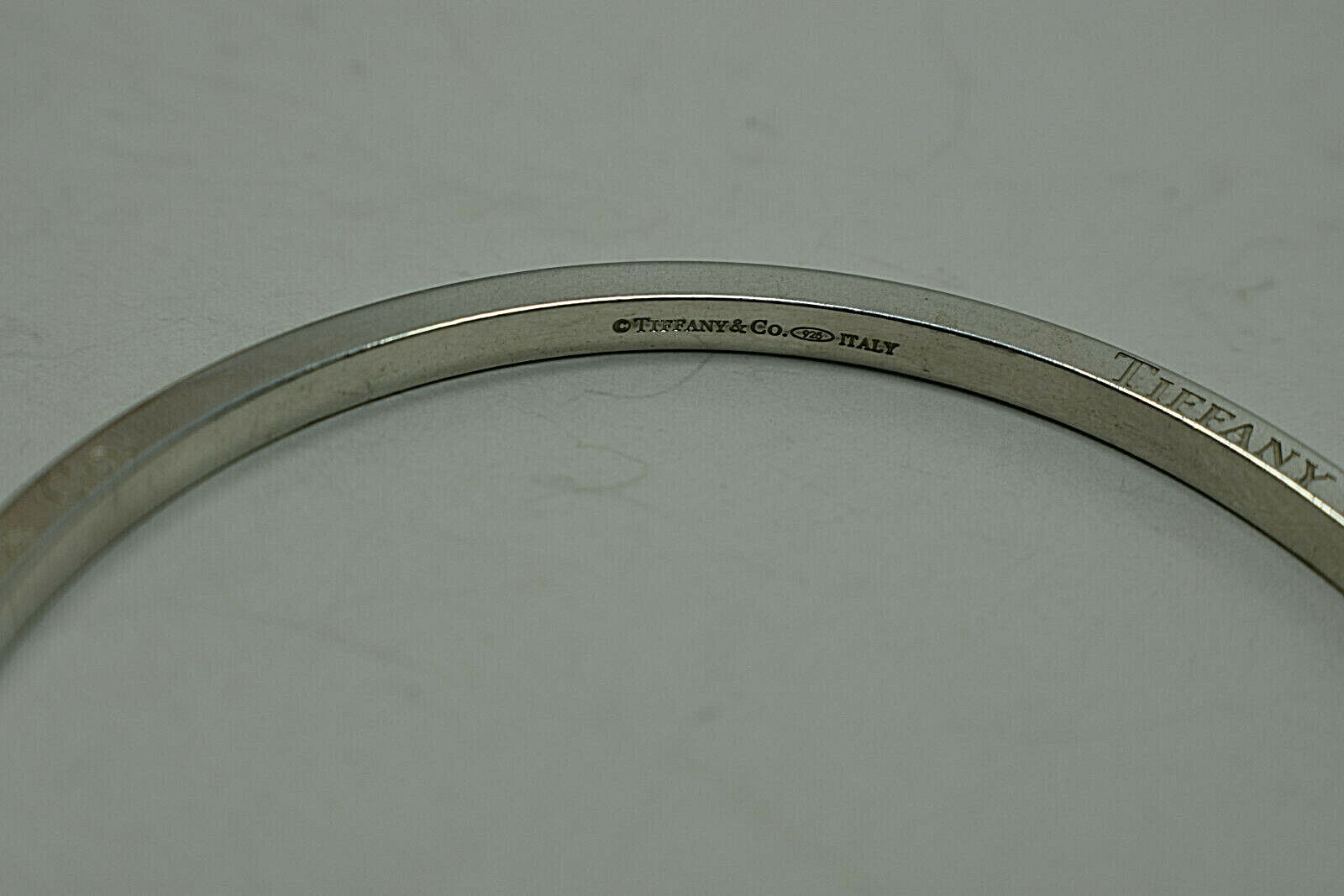 Tiffany & Co Italy Narrow Icon Bangle Bracelet Sterling Silver, Newly Polished!
