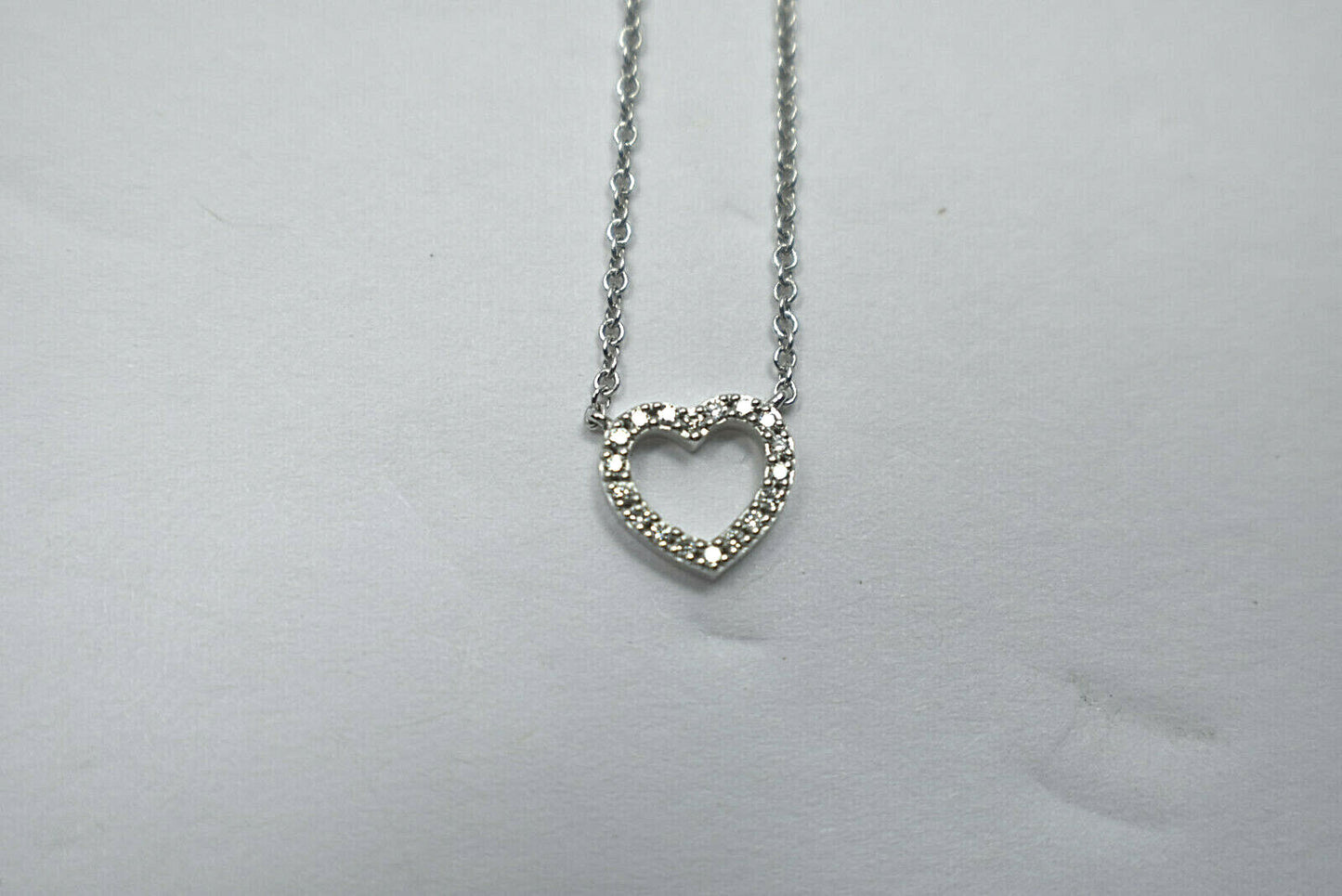 Tiffany & Co Metro 18K Gold Mini Heart Diamond Pendant 16" with Pouch