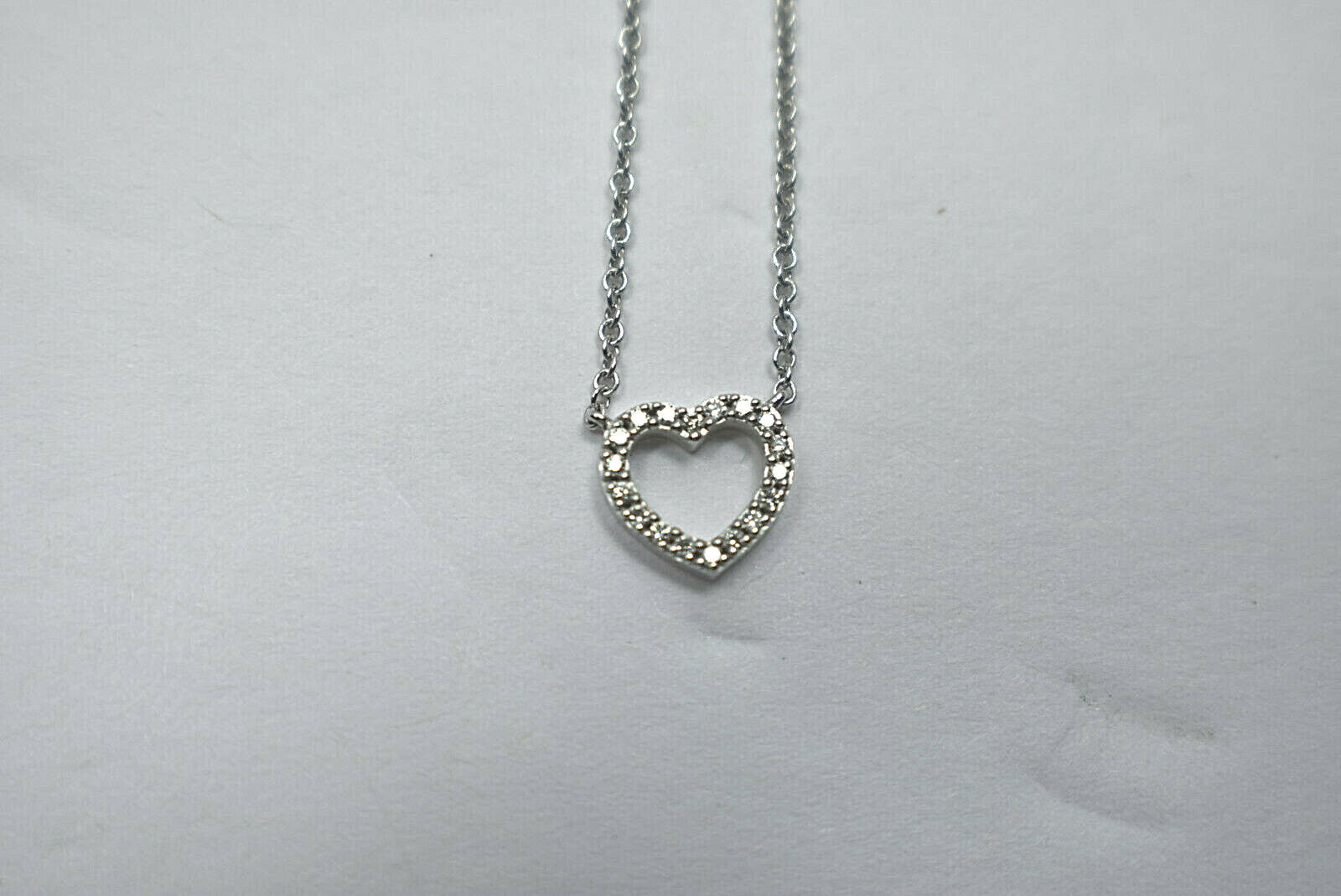 Tiffany & Co Metro 18K Gold Mini Heart Diamond Pendant 16" with Pouch