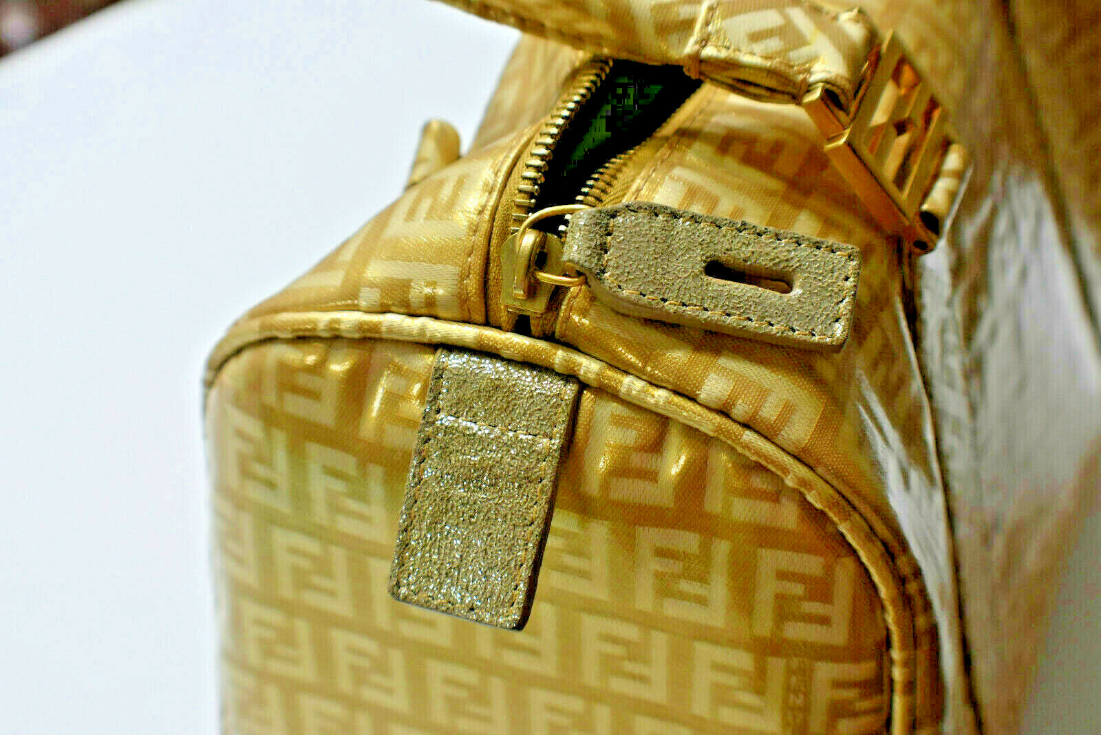 Fendi Gold Icon Logo Boston Bag with Dust Bag Perfect 4 Special Or Anytime Exlnt