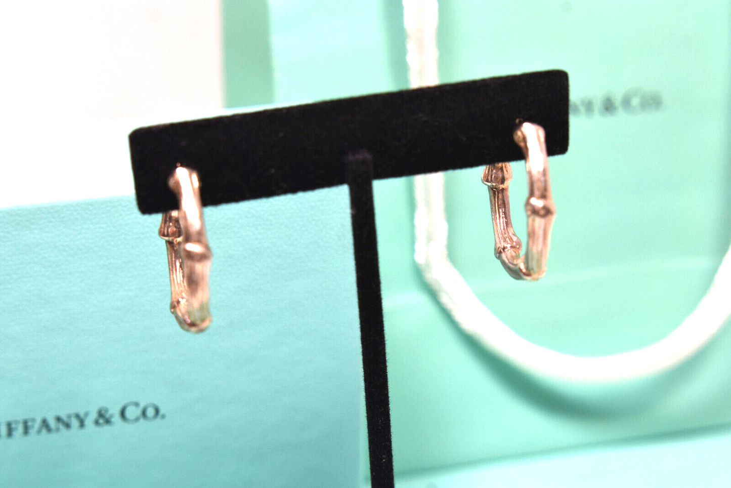 Tiffany & Co Vintage Bamboo 1" Hoop Earrings Sterling Silver 1996