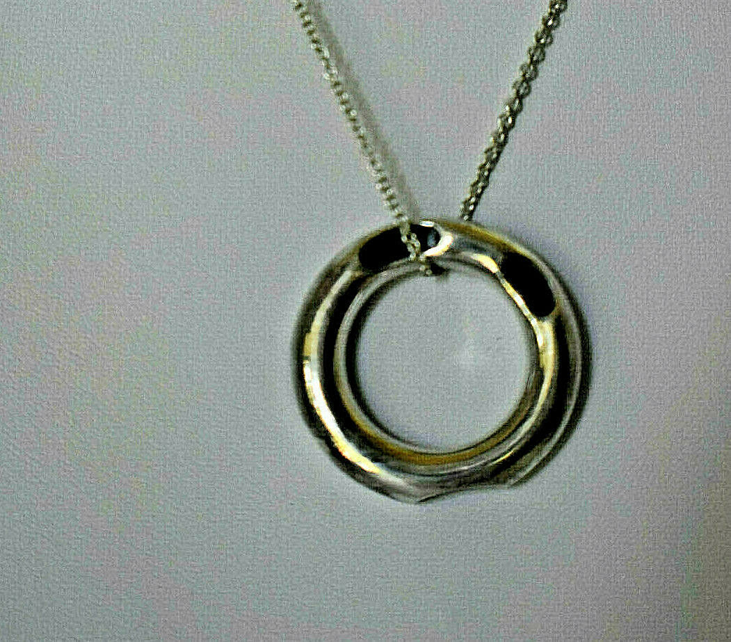 Tiffany & Co Gehry Ebony Wood Inlay Round Sterling Silver Pendant Necklace Italy