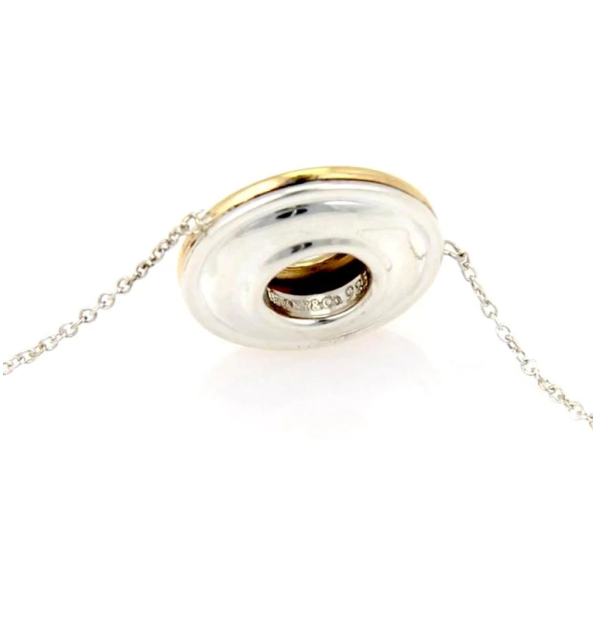 Tiffany &Co Picasso Magic 18K Gold Sterling Silver Reversible Disk Necklace RARE