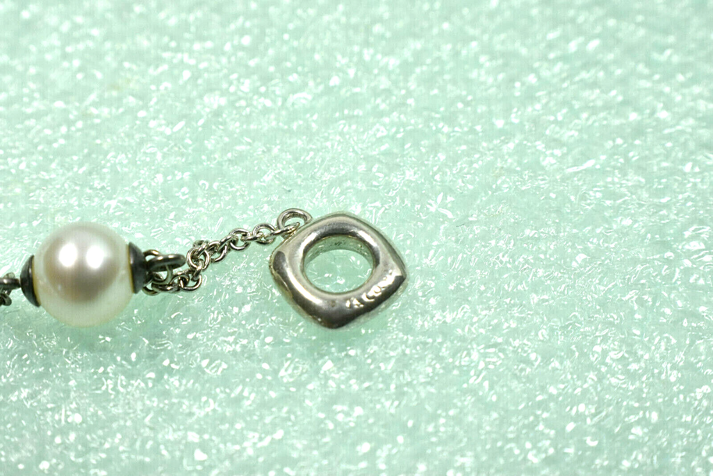 Vintage Tiffany &Co Akoya Pearls Cushion Toggle Silver Bracelet 7" Rare