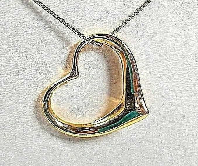 Tiffany & Co Elsa Peretti 18K Gold XL 36mm Open Heart Necklace Tiffany Box