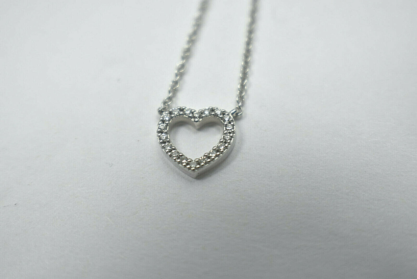 Tiffany & Co Metro 18K Gold Mini Heart Diamond Pendant 16" with Pouch
