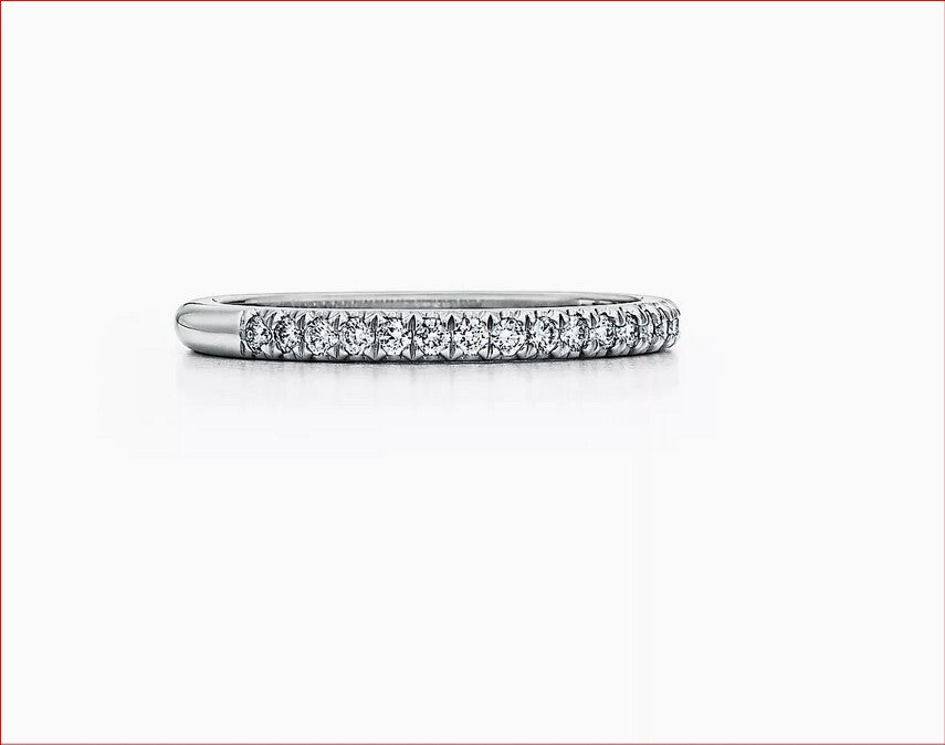New Tiffany & Co. Soleste Platinum PT950 1/2 Eternity Band Diamond Ring Sz 8.25