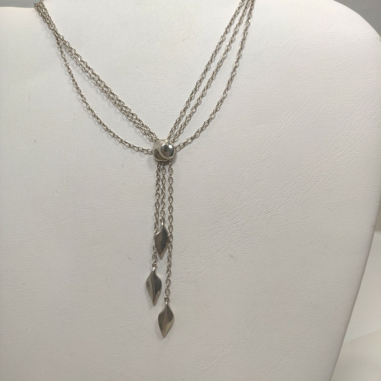 RARE Vintage Tiffany & Co Dangle Leaf Pendant Necklace Sterling Silver 18"
