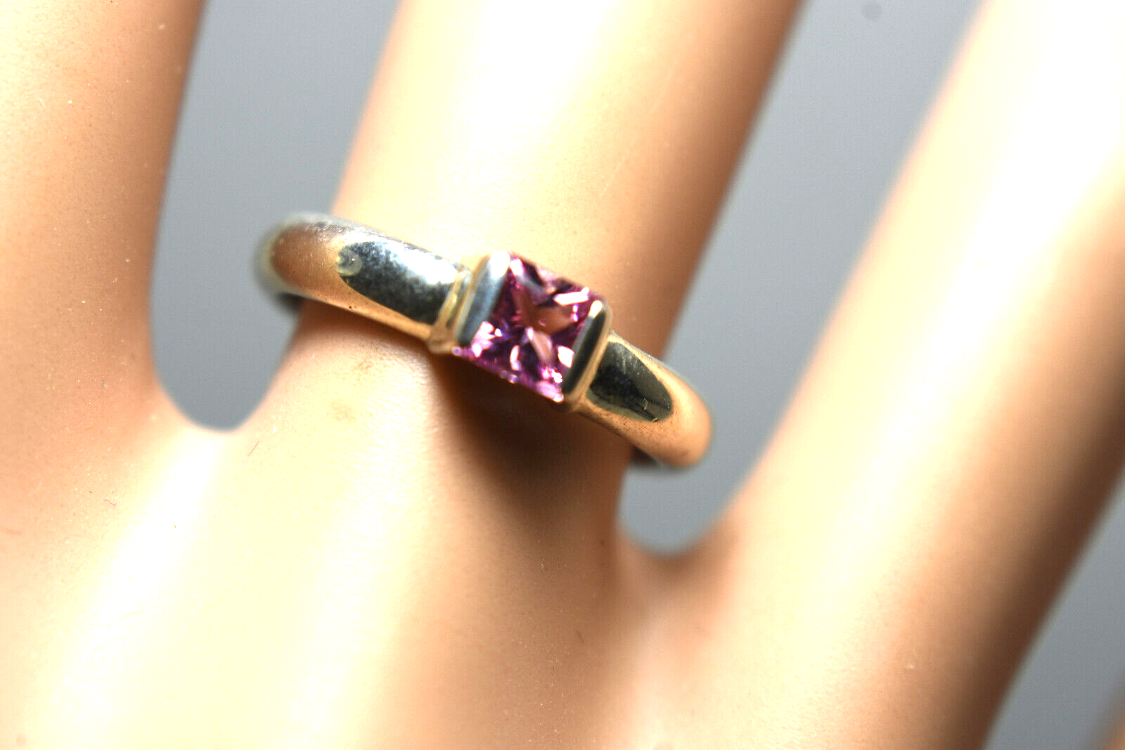 Tiffany & Co Tourmaline Princess Cut Sterling Silver Stackable Ring Sizable 5