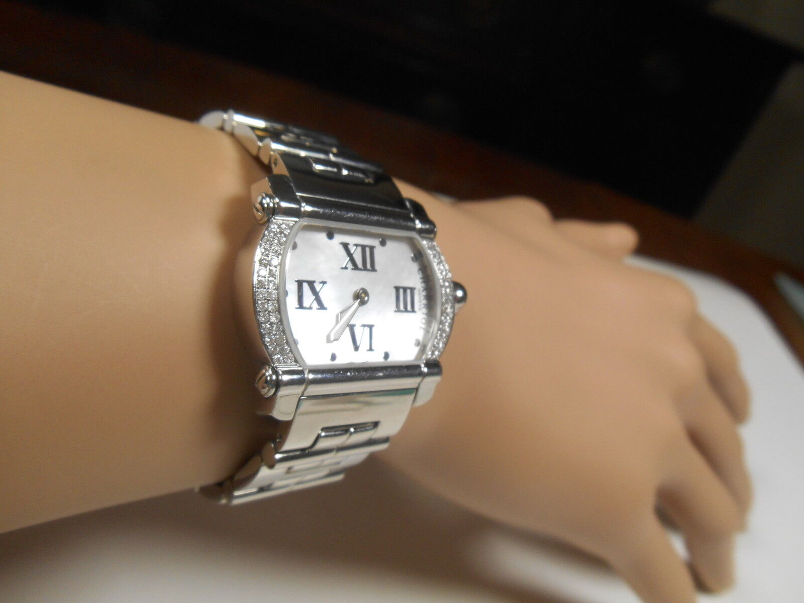 $7K Ladies Phillipe Charriol Diamond Actor Watch Mother of Pearl Stainless Steel