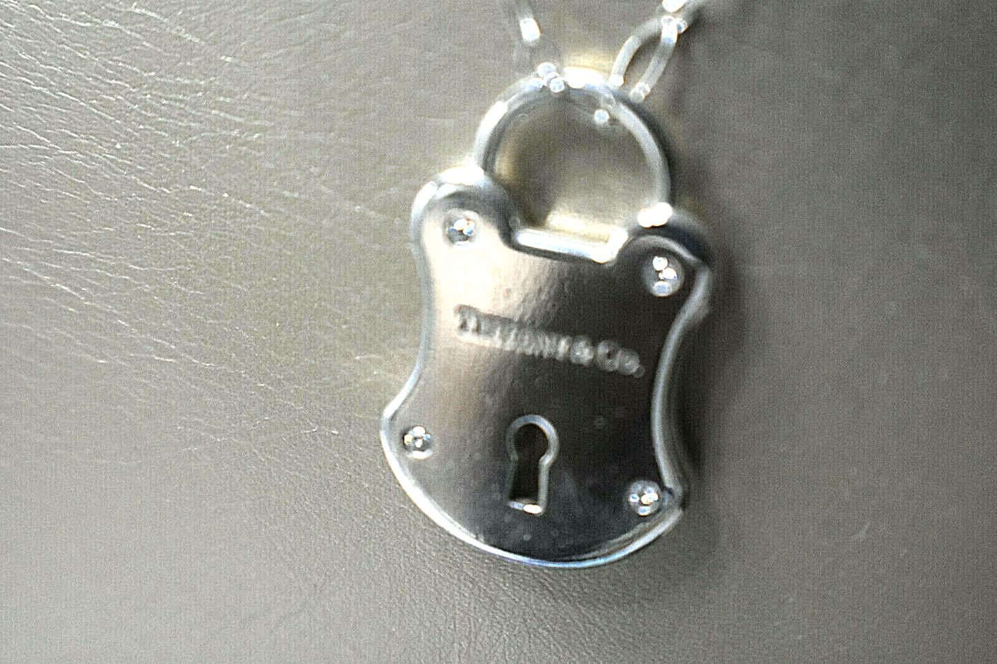 Tiffany &Co DIAMOND Arc Lock Padlock Pendant Fancy Oval Link Necklace RARE