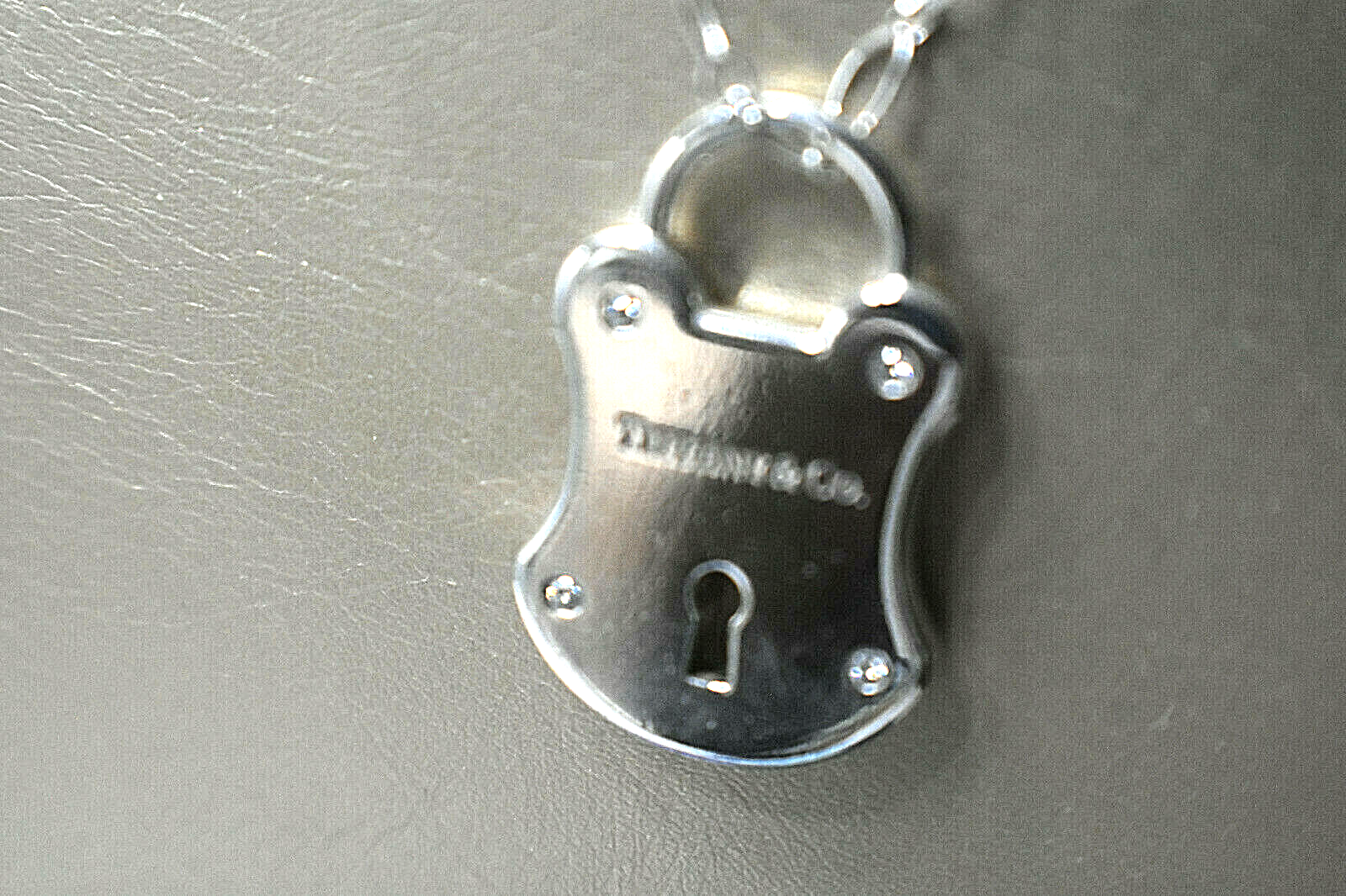 Tiffany &Co DIAMOND Arc Lock Padlock Pendant Fancy Oval Link Necklace RARE