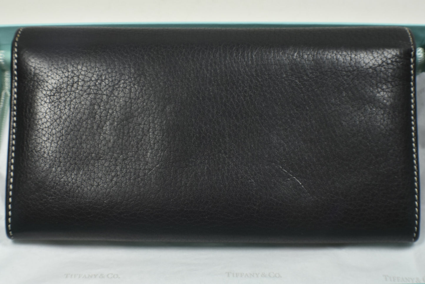 Tiffany & Co Wallet Continental Black & Blue Leather Manhattan Collection VGC