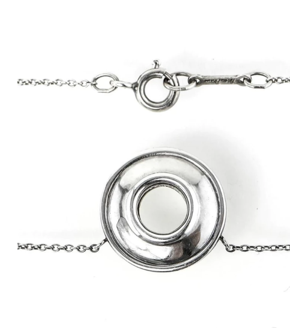 Tiffany &Co Picasso Magic 18K Gold Sterling Silver Reversible Disk Necklace RARE
