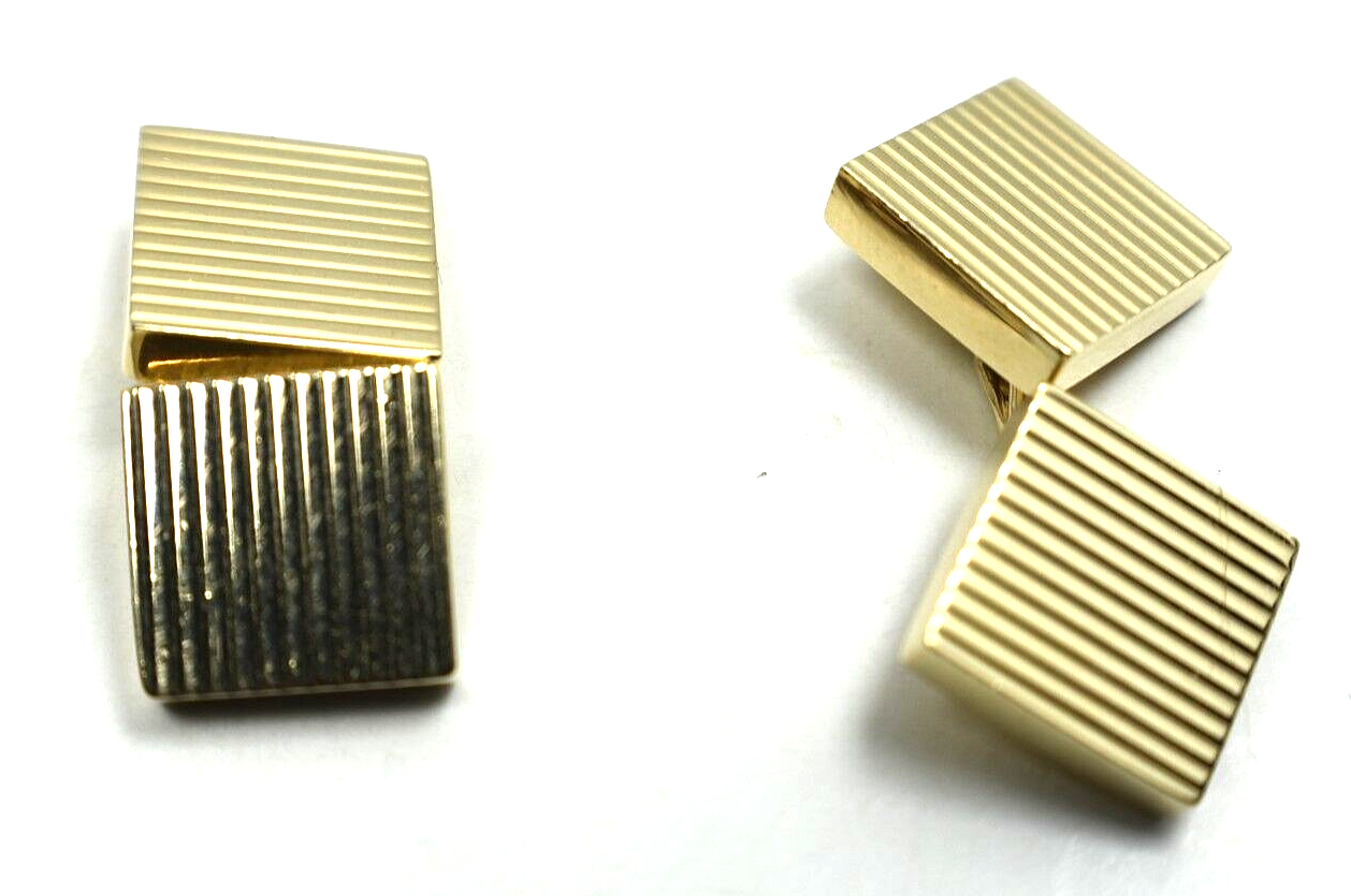 Tiffany & Co Cufflinks Cuff Links Rare Textured 14K Gold Square Ribbed & Pouch