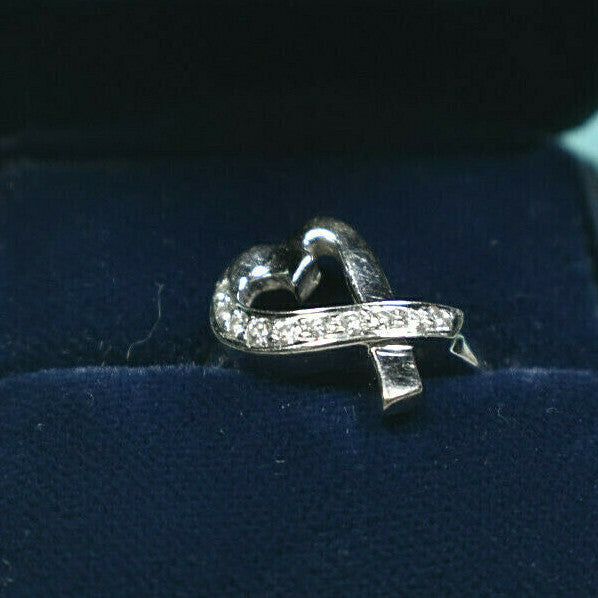 Tiffany &Co Picasso 18kt White Gold Solid Diamond Loving Heart Ring Sizable, Box