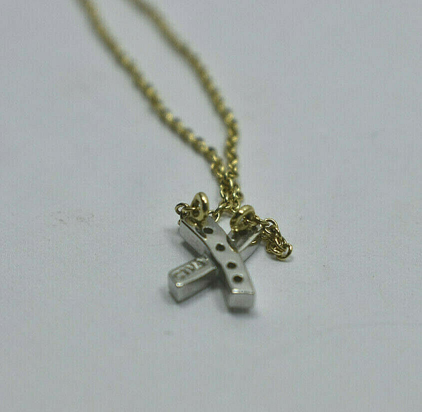 VintageTiffany & Co Platinum Diamond Signature X 18K Gold Necklace, Suede Box